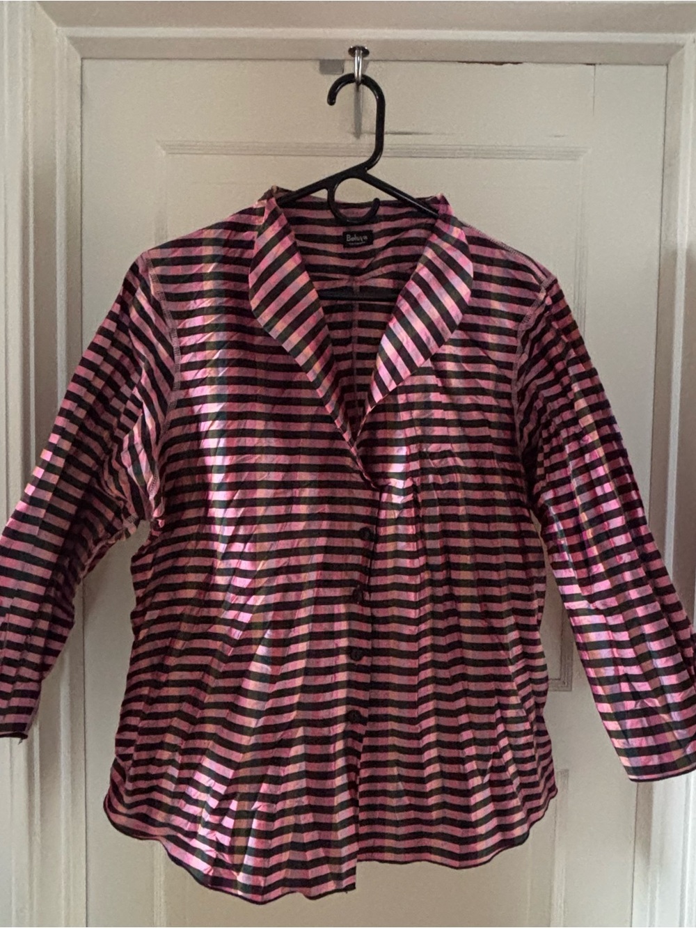 Pink and Black Long-Sleeve Women's Top